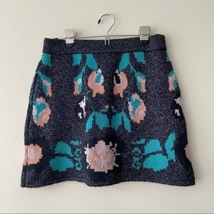 ZARA Metallic Navy Wool Mini Skirt Size M